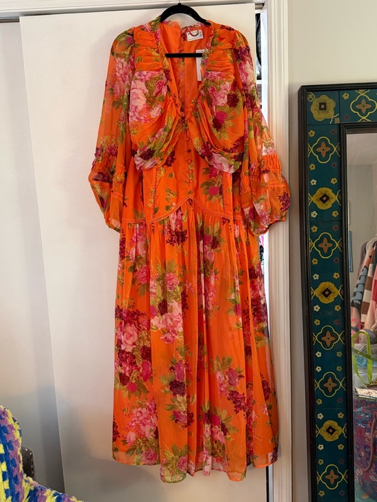 ASOS Curve Dresses & Skirts - ASOS Orange Floral Print Occasion Maxi Dress